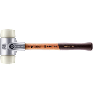 Halder 3108.060 Simplex Mallet with Nylon Inserts Lightweight Aluminum Housing and Wood Handle