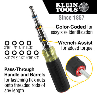 Klein Tools 328091 9-in-1 Pass Through Multi-Nut Driver