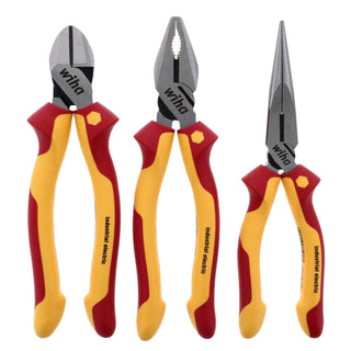 Wiha Tools 32981 3 Piece Insulated Industrial Pliers-Cutters Set