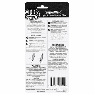 J-B Weld 33301 SuperWeld Light Activated Instant Glue, 0.18 oz.