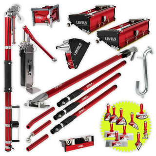 Level5 4-601P Taping & Finishing Set 10/12" Flat Boxes, 3" Corner Finisher, Angle Box, Pump, Roller, Ext. Handle