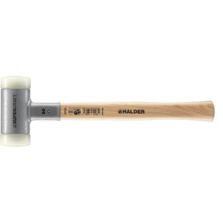 Halder 3366.050 Supercraft Dead Blow, Non-Rebounding Hammer with Nylon Face Inserts Steel Housing and Hickory Handle