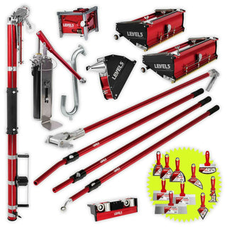 Level5 4-600P Taping & Finishing Set 10/12" Flat Boxes, 3" Corner Finisher, Angle Box, Pump, Roller, Std. Handle