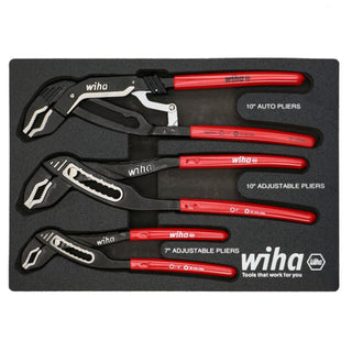 Wiha Tools 34690 3 Piece Classic Grip Adjustable Water Pump Pliers Tray Set