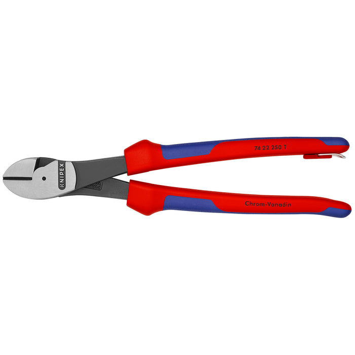 Knipex 74 22 250 T BKA 10" High Leverage 12° Angled Diagonal Cutters-Tethered Attachment