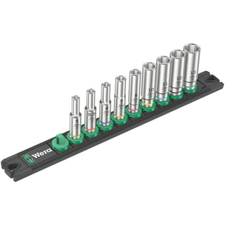 Wera Magnetic socket rail A Deep 1 socket set, 1/4" drive, 9 pieces