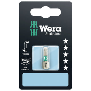 Wera 05073621001 3867/1 TS SB Stainless Steel Insert Bit, TORX® #15, 5 Piece