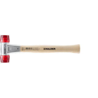 Halder 3906.030 Baseplex Mallet with Red Plastic Face Inserts Zinc Die Cast Housing and Wood Handle