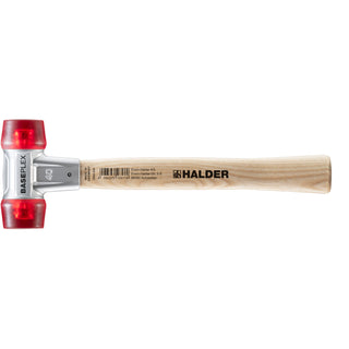 Halder 3906.040 Baseplex Mallet with Red Plastic Face Inserts Zinc Die Cast Housing and Wood Handle