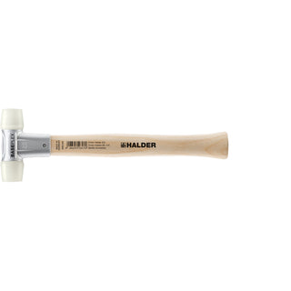 Halder 3908.025 Baseplex Mallet with Nylon Face Inserts Zinc Die Cast Housing and Wood Handle