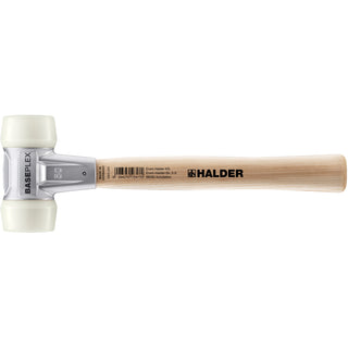 Halder 3908.050 Baseplex Mallet with Nylon Face Inserts Zinc Die Cast Housing and Wood Handle