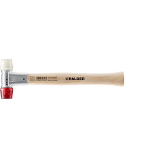 Halder 3968.025 Baseplex Mallet with Nylon and Red Plastic Face Inserts Zinc Die Cast Housing and Wood Handle