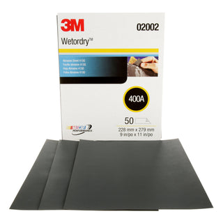 3M Wetordry Abrasive Sheet 413Q, 02002, 400, 9 in x 11 in, 50 sheetsper carton