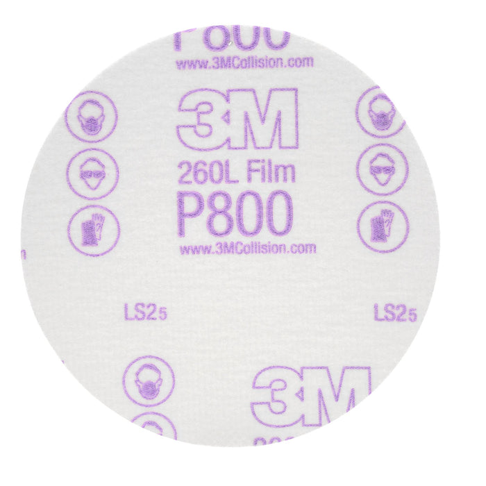 3M Hookit Finishing Film Abrasive Disc 260L, 00954, 5 in, P800