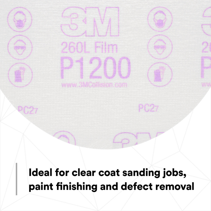 3M Hookit Finishing Film Abrasive Disc 260L, 00968, 6 in, P1200