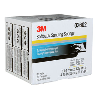 3M Softback Sanding Sponge, 02602, 4 1/2 in x 5 1/2 in (115mm x 140mm),Superfine