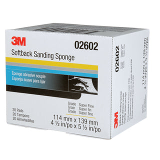 3M Softback Sanding Sponge, 02602, 4 1/2 in x 5 1/2 in (115mm x 140mm),Superfine