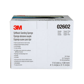 3M Softback Sanding Sponge, 02602, 4 1/2 in x 5 1/2 in (115mm x 140mm),Superfine