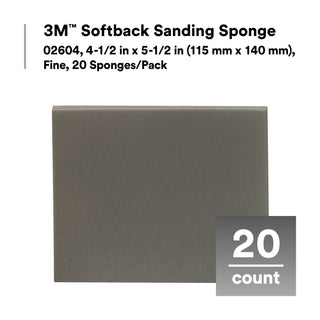 3M Softback Sanding Sponge 02604, 4 1/2 in x 5 1/2 in (115 mm x140 mm), Fine