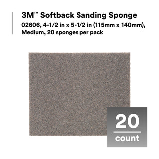 3M Softback Sanding Sponge 02606, 4-1/2 in x 5-1/2 in, (115mm x140mm), Medium