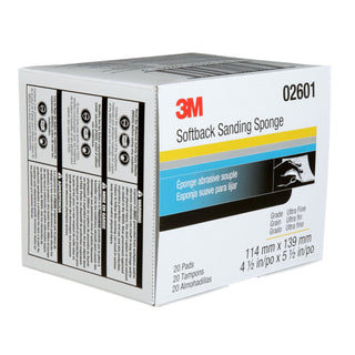 3M Softback Sanding Sponge 02601, 4-1/2 in x 5-1/2 in, (115mm x140mm), Ultrafine