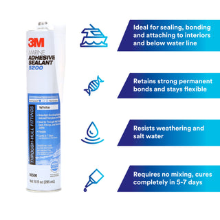 3M Marine Adhesive Sealant 5200, White, 295 mL Cartridge