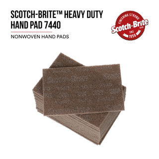 Scotch-Brite Heavy Duty Hand Pad 7440B, HP-HP, A/O Medium, Tan, 6 in x 9 in