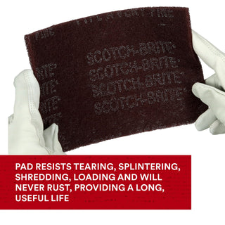 Scotch-Brite Hand Pad 7447, HP-HP, A/O Very Fine, Maroon, 6 in x 9 in