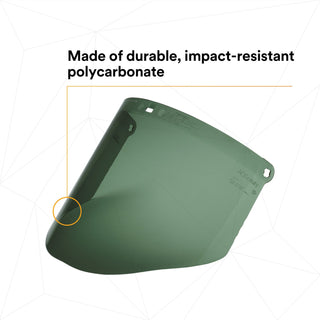 3M Polycarbonate Faceshield WP96C, Dark Green, 82702-00000, Molded