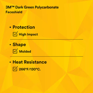 3M Polycarbonate Faceshield WP96C, Dark Green, 82702-00000, Molded