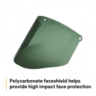 3M Polycarbonate Faceshield WP96C, Dark Green, 82702-00000, Molded