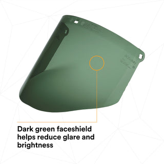 3M Polycarbonate Faceshield WP96C, Dark Green, 82702-00000, Molded