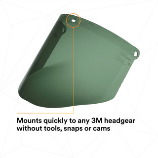 3M Polycarbonate Faceshield WP96C, Dark Green, 82702-00000, Molded