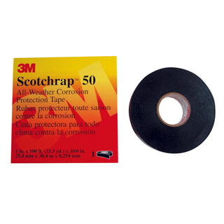 3M Scotchrap Vinyl Corrosion Protection Tape 50, 1 in x 100 ft,Unprinted, Black