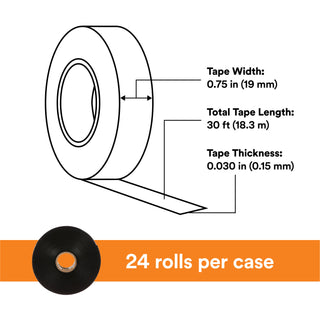 Scotch® Linerless Rubber Splicing Tape 130C, 3/4 in x 30 ft, Black