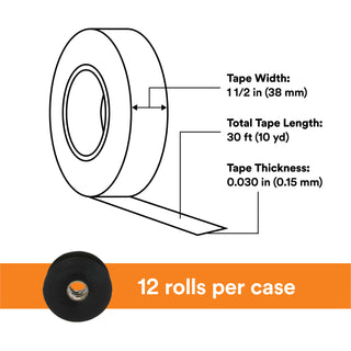 Scotch® Linerless Rubber Splicing Tape 130C, 1-1/2 in x 30 ft, Black