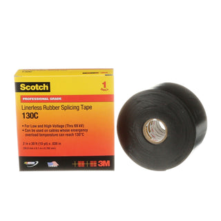 Scotch® Linerless Rubber Splicing Tape 130C, 2 in x 30 ft, Black