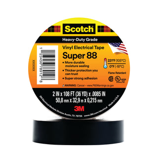 Scotch® Vinyl Electrical Tape Super 88, 2 in x 36 yd, Black