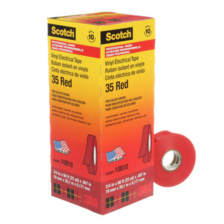 Scotch® Vinyl Color Coding Electrical Tape 35, 3/4 in x 66 ft, Red