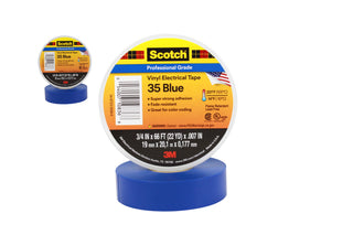 Scotch® Vinyl Color Coding Electrical Tape 35, 3/4 in x 66 ft, Blue