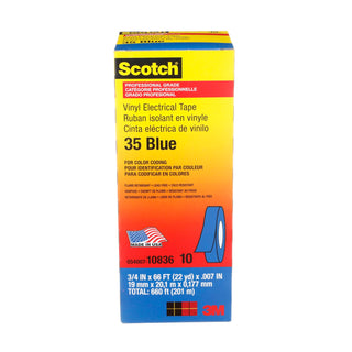 Scotch® Vinyl Color Coding Electrical Tape 35, 3/4 in x 66 ft, Blue