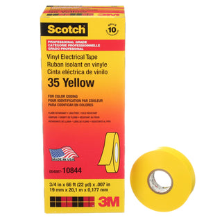 Scotch® Vinyl Color Coding Electrical Tape 35, 3/4 in x 66 ft, Yellow