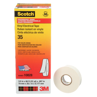 Scotch® Vinyl Color Coding Electrical Tape 35, 3/4 in x 66 ft, White