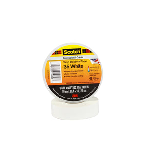 Scotch® Vinyl Color Coding Electrical Tape 35, 3/4 in x 66 ft, White