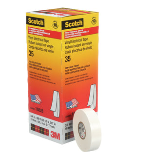 Scotch® Vinyl Color Coding Electrical Tape 35, 3/4 in x 66 ft, White