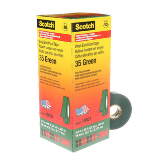 Scotch® Vinyl Color Coding Electrical Tape 35, 3/4 in x 66 ft, Green