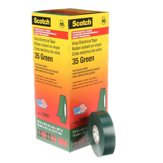 Scotch® Vinyl Color Coding Electrical Tape 35, 3/4 in x 66 ft, Green