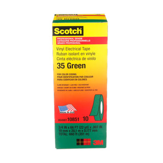 Scotch® Vinyl Color Coding Electrical Tape 35, 3/4 in x 66 ft, Green