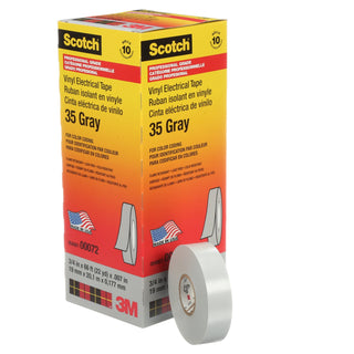 Scotch® Vinyl Color Coding Electrical Tape 35, 3/4 in x 66 ft, Gray