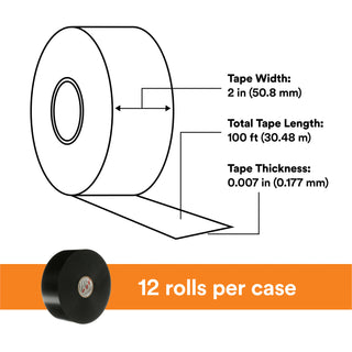 3M Scotchrap Vinyl Corrosion Protection Tape 51, 2 in x 100 ft,Unprinted, Black